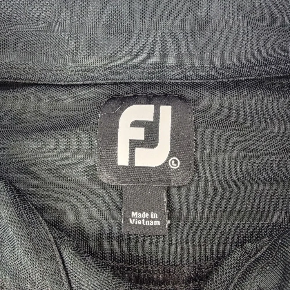 FootJoy FJ Golf‎ Polo Men's L Golf Logo Black Striped Belmont Stretchy Casual